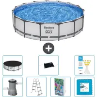 Bestway Steel Pro MAX, piscina in acciaio, forma rotonda, dimensioni 457x122 cm, composta da 6 parti, modello S621