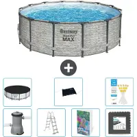 Bestway Steel Pro MAX, piscina in acciaio, forma rotonda, dimensioni 427x122 cm, composta da 6 parti, modello S543