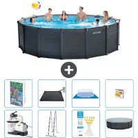 Intex Pannello per piscina in grafite, modello Rund - 478x124 cm - composto da 7 elementi, codice S559