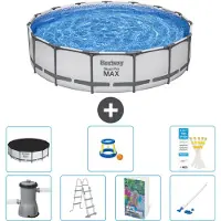 Bestway Steel Pro MAX, piscina in acciaio, forma rotonda, dimensioni 457x122 cm, composta da 6 parti, modello S590