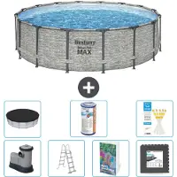 Bestway Piscina gonfiabile Steel Pro MAX, rotonda, 488x122 cm, composta da 6 parti, modello S563