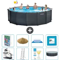 Intex Pannello per piscina in grafite, modello Rund - 478x124 cm - composto da 7 elementi, codice S557