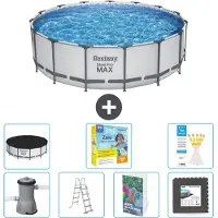 Bestway Steel Pro MAX, piscina in acciaio, forma rotonda, dimensioni 488x122 cm, composta da 6 parti, modello S607