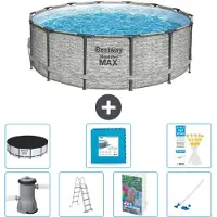 Bestway Piscina gonfiabile Steel Pro MAX, rotonda, 427x122 cm, composta da 6 parti, modello S531
