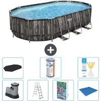 Bestway Power Steel, piscina ovale - 610x366x122 cm - composta da 6 parti - modello S594