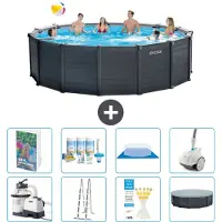 Intex Pannello per piscina in grafite, modello Rund - 478x124 cm - composto da 7 elementi, codice S658