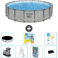 Bestway Piscina gonfiabile Steel Pro MAX, rotonda, 549x122 cm, composta da 6 parti, modello S582
