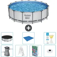 Bestway Piscina gonfiabile Steel Pro MAX, rotonda, 488x122 cm, composta da 6 parti, modello S596