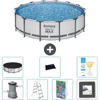 Bestway Steel Pro MAX, piscina in acciaio, forma rotonda, dimensioni 427x122 cm, composta da 6 parti, modello S543