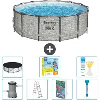Bestway Piscina gonfiabile Steel Pro MAX, rotonda, 427x122 cm, composta da 6 parti, modello S532