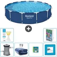 Bestway Piscina gonfiabile Steel Pro, rotonda, dimensioni 396x84 cm, composta da 5 parti, modello S229