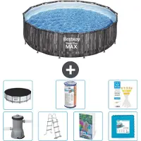 Bestway Piscina gonfiabile Steel Pro MAX, rotonda, 427x107 cm, composta da 6 parti, modello S602