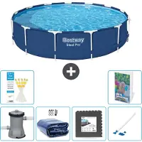 Bestway Piscina gonfiabile Steel Pro, rotonda, dimensioni 396x84 cm, composta da 5 parti, modello S315