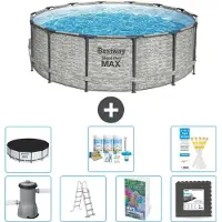 Bestway Piscina gonfiabile Steel Pro MAX, rotonda, 427x122 cm, composta da 6 parti, modello S581