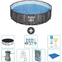 Bestway Piscina gonfiabile Steel Pro MAX, rotonda, 427x107 cm, composta da 6 parti, modello S599