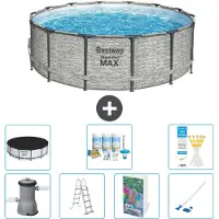Bestway Piscina gonfiabile Steel Pro MAX, rotonda, 427x122 cm, composta da 6 parti, modello S658