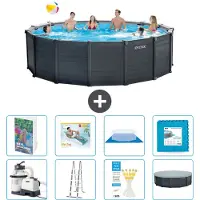Intex Pannello per piscina in grafite, modello Rund - 478x124 cm - composto da 7 elementi, codice S651