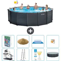 Intex Pannello per piscina in grafite, modello Rund - 478x124 cm - composto da 7 elementi, codice S558