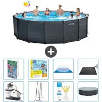 Intex Pannello per piscina in grafite, modello Rund - 478x124 cm - composto da 7 elementi, codice prodotto S582