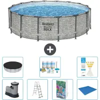 Bestway Steel Pro MAX, piscina in acciaio, forma rotonda - 488x122 cm - composta da 6 parti, modello S599