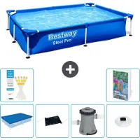 Bestway Steel Pro, piscina rettangolare - 221x150x43 cm - composta da 5 parti, modello S154