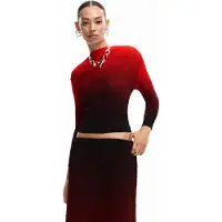 Desigual , Blusa sfumata, Donna, Poliestere, Rosso, S