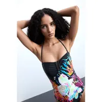 Desigual , costume da bagno tropicale, Nero, S