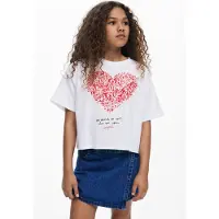Desigual , maglietta a maniche corte con cuore, Bambini, Cotone, Bianco, 3/4