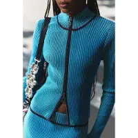 Desigual , giacca con cerniera in maglia cangiante, Donna, Blu, S