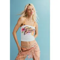 Desigual , Canottiera stampata, Cotone, Bianco, M