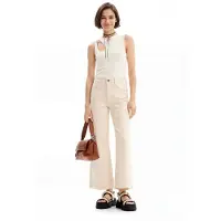 Desigual , Jeans culotte cropped, Cotone, Bianco, 34