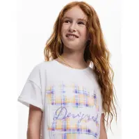 Desigual , T-shirt a maniche corte a quadri, Bambini, Cotone, Bianco, 7/8