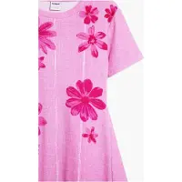 Desigual , vestito a pieghe con fiori, Bambini, Cotone, Rosso, 3/4