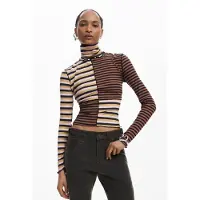 Desigual , Maglia a manica lunga a collo alto, Donna, Cotone, Marrone, S