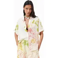 Desigual , Camicia fiori manica corta, Donna, Viscosa, Bianco, XS