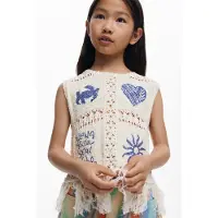 Desigual , maglione all'uncinetto con frange, Bambini, Bianco, 3/4