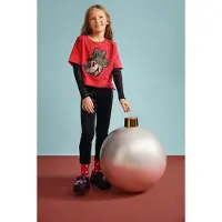 Desigual , T-shirt a doppia manica minnie mouse, Bambini, Rosso, 13/14
