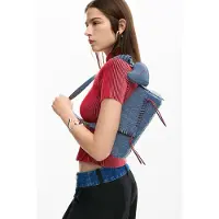 Desigual , borsa denim ricamata, Donna, Cotone, Blu, U