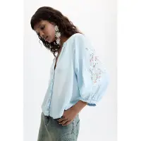 Desigual , Blusa a maniche lunghe, Donna, Lyocell, Blu, XL
