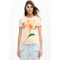 Desigual , T-shirt ibisco, Cotone, Bianco, M