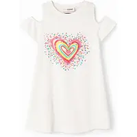 Desigual , Maglietta grafica cuore cut-out, Cotone, Bianco, 7/8