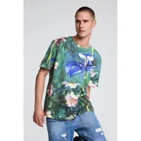 Desigual , Maglietta fiori, Uomo, Cotone, Blu, S