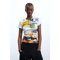 Desigual , Maglietta stampata 100% cotone, Donna, Cotone, Bianco, M