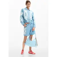 Desigual , bermuda di jeans ricamata, Donna, Cotone, Blu, 38
