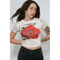 Desigual , Maglietta stampata 100% cotone, Donna, Cotone, Bianco, XS