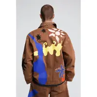 Desigual , Giacca stampata con soli, Uomo, Cotone, Marrone, XL
