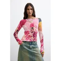 Desigual , Maglione stampato a fiori, Donna, Rosso, XL