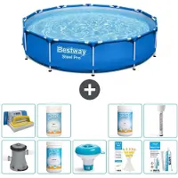 Bestway Piscina gonfiabile Steel Pro, rotonda, dimensioni 366x76 cm, composta da 10 elementi, modello S43338