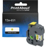 PrintAbout Nastro compatibile Brother TZe-651 - Nero su giallo (24 mm x 24 mm)