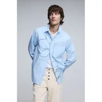 Desigual , Camicia con impuntura ricamata, Uomo, Cotone, Blu, L